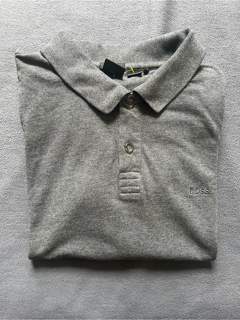 Boss Men's Gray Polo Shirt - Heathered Short Sleeve - Picture 5 of 5